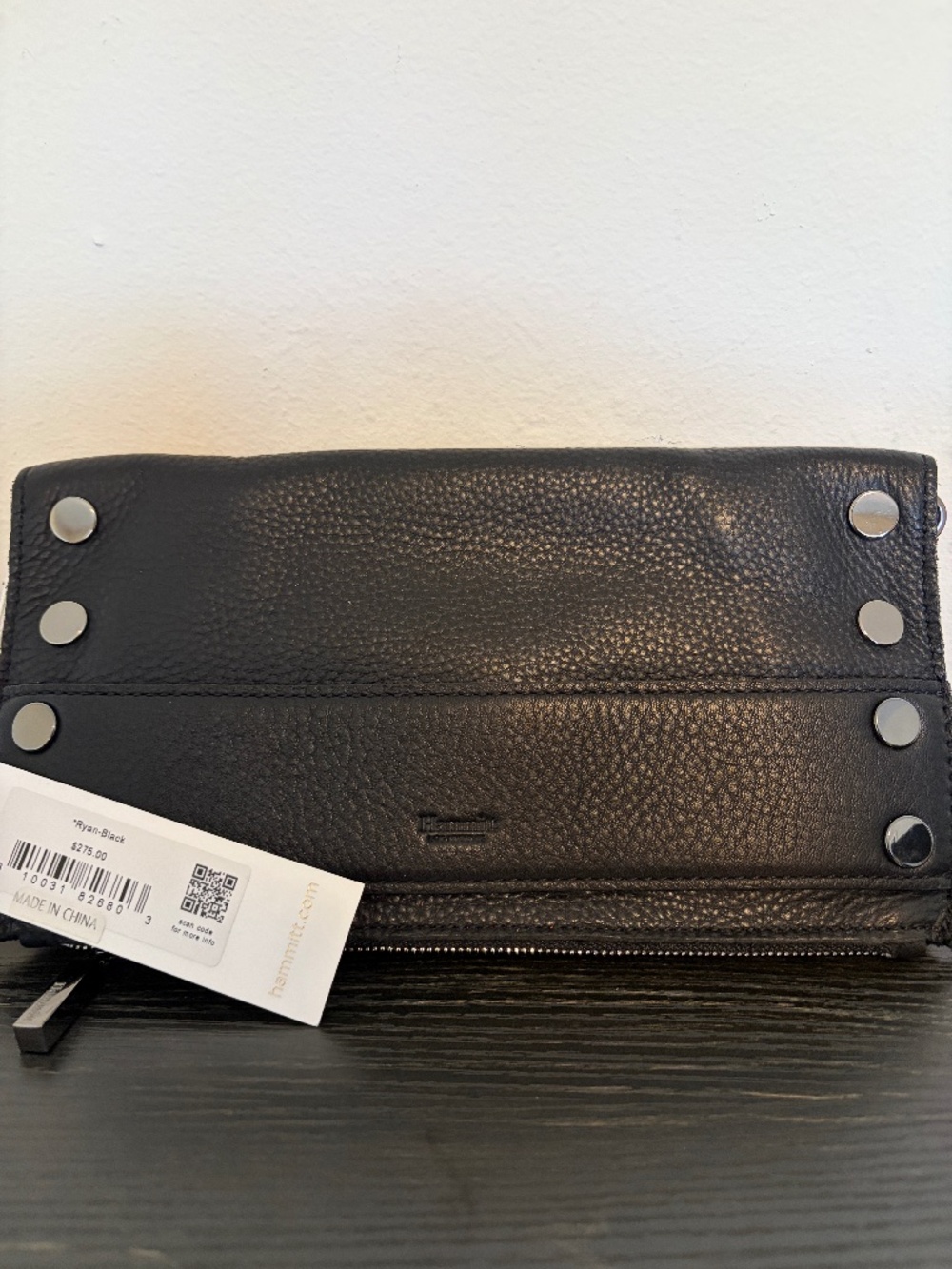🖤 NWT Hammitt Ryan Crossbody Clutch - Classic Black Leather & Gunmetal Rivets